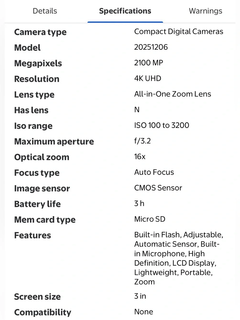 4K Digital Camera with 16X Zoom Anti Shake, 3